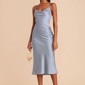 COPY - Lisa Midi Dress – Dusty Blue (Matte Satin) – Size M